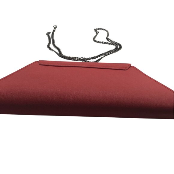 Red Leather Clutch Purse Womens Small Crossbody Bag With Chain Strap Crossbody - Picture 7 of 8